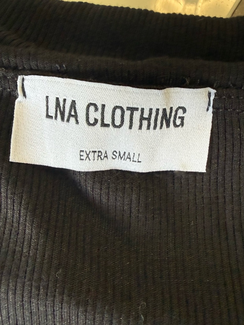 LNA Black Ribbed Foldover Bandeau Top | Extra Small | Made in USA - Picture 6 of 6
